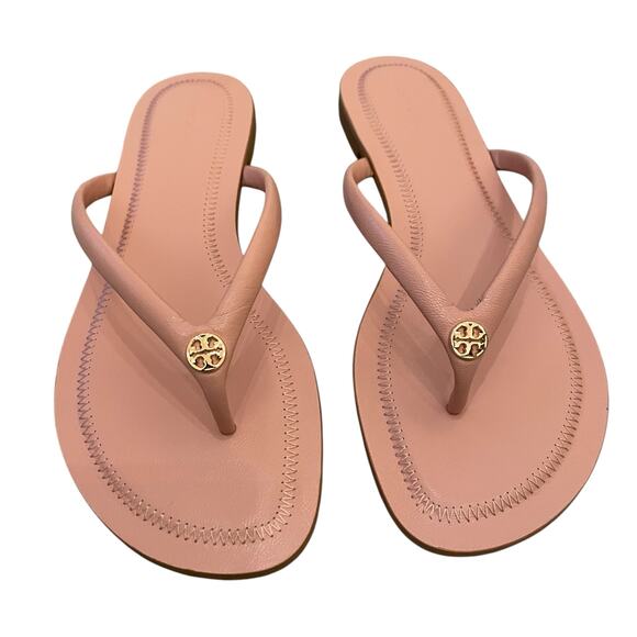 TORY BURCH Chelsea Leather Flip Flop Thong Sandals Rose Sachet Pink Size 7.5 NEW - Picture 5 of 14